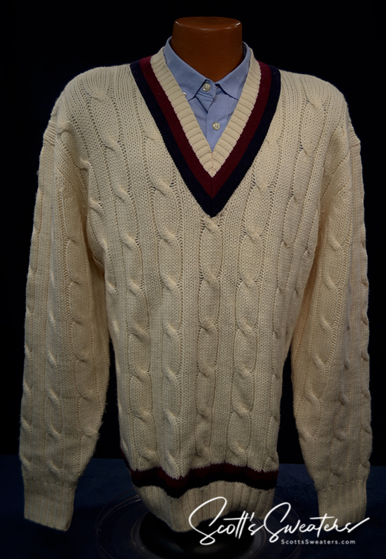 Original Retro Marino Wool Ivory Cable-Knit Tennis Sweater [#611-026]