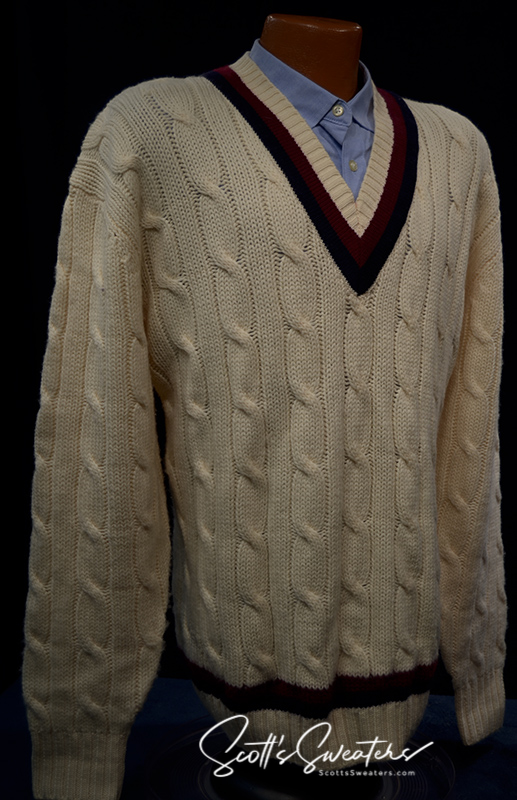 Original Retro Marino Wool Ivory Cable-Knit Tennis Sweater [#611-026]