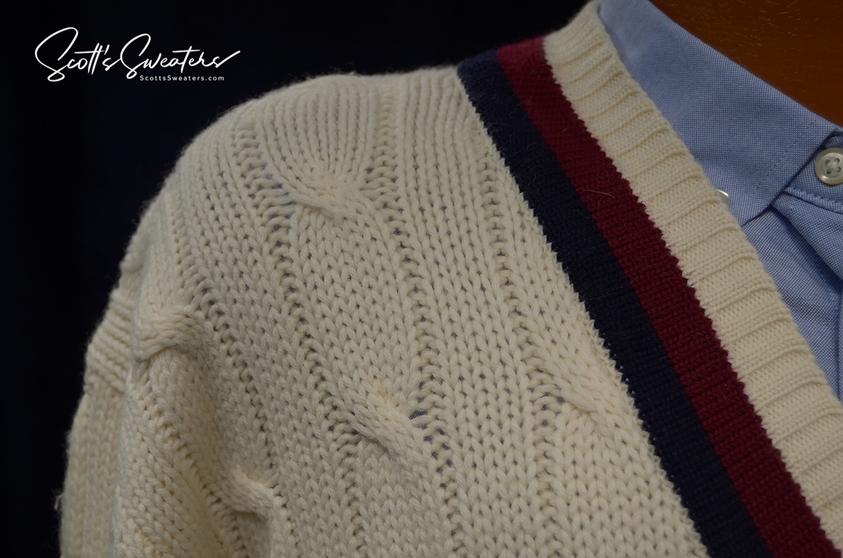 Original Retro Marino Wool Ivory Cable-Knit Tennis Sweater [#611-026]