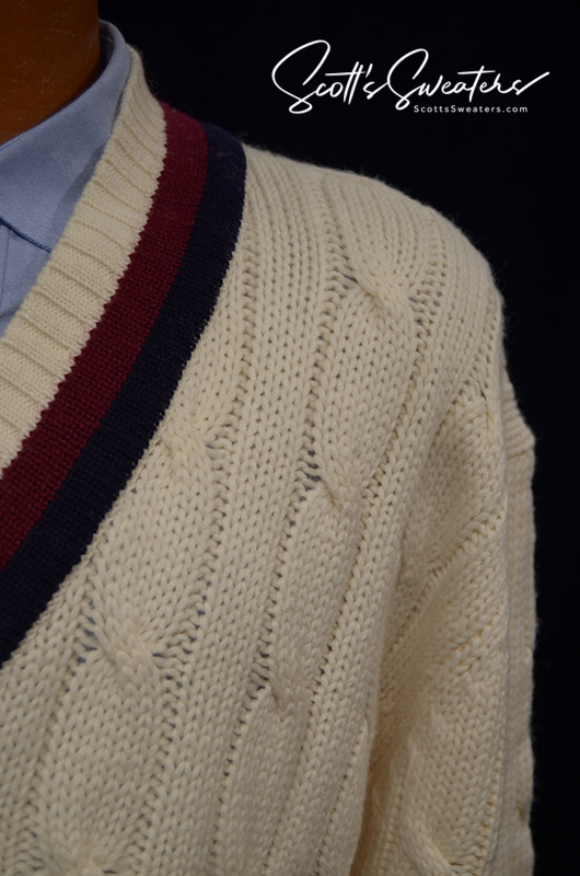 Original Retro Marino Wool Ivory Cable-Knit Tennis Sweater [#611-026]