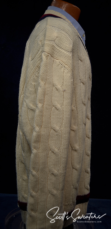 Original Retro Marino Wool Ivory Cable-Knit Tennis Sweater [#611-026]