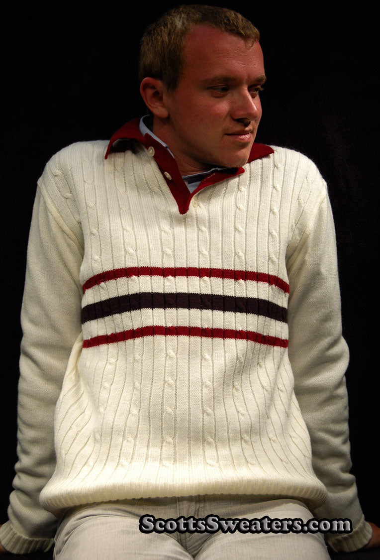 Men's Classic V-neck Pullover Tennis Sweater by Montgomery Ward [#611-053]