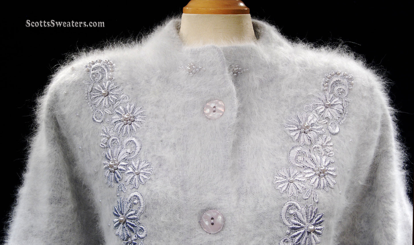 Grauer Angora-Cardigan für Damen in Missy-Größe