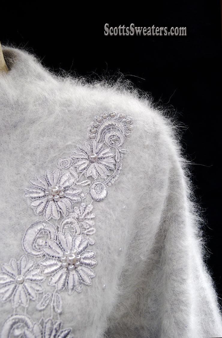 Grauer Angora-Cardigan für Damen in Missy-Größe