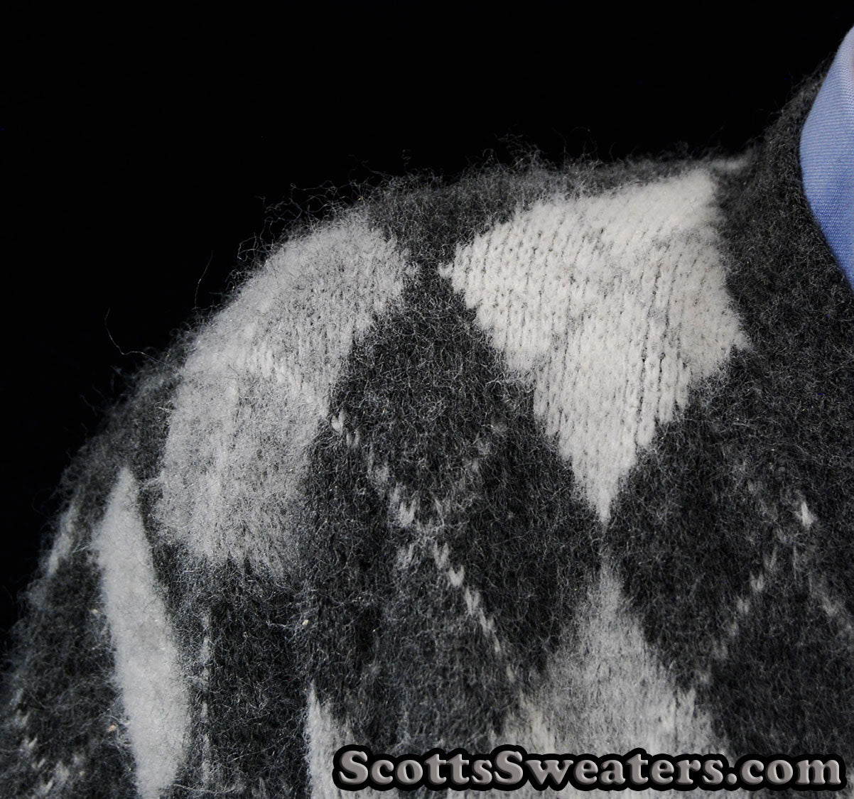 Men's Retro button-front Faux-Mohair Argyle Cardigan Sweater [#612-024]