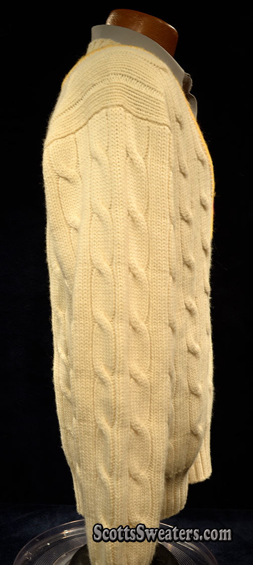 Original Classic Wool Ivory Cable-Knit Tennis/Cricket Sweater [#612-097]