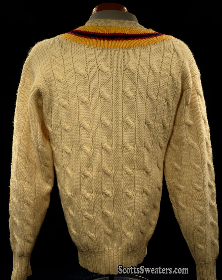 Original Classic Wool Ivory Cable-Knit Tennis/Cricket Sweater [#612-097]