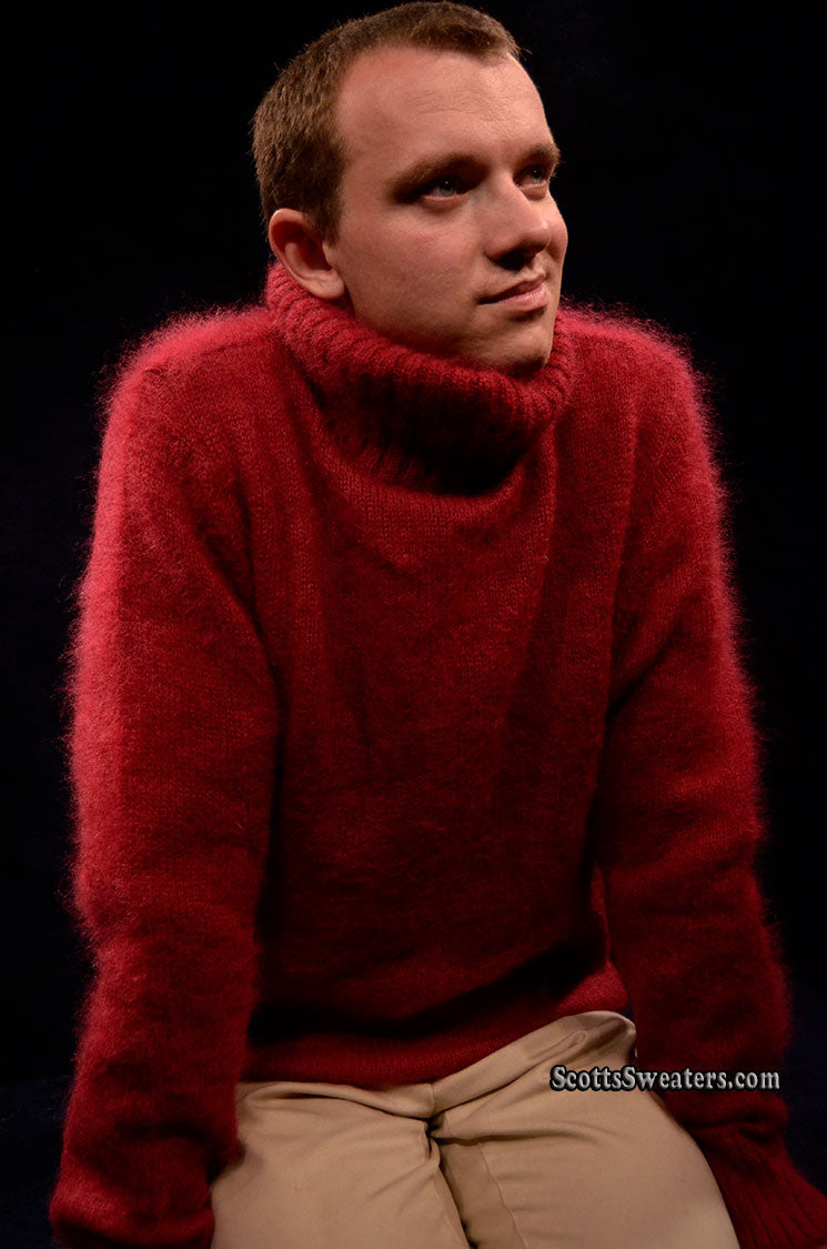 Men's Red Turtleneck Mohair Sweater by D&G [#613-021]