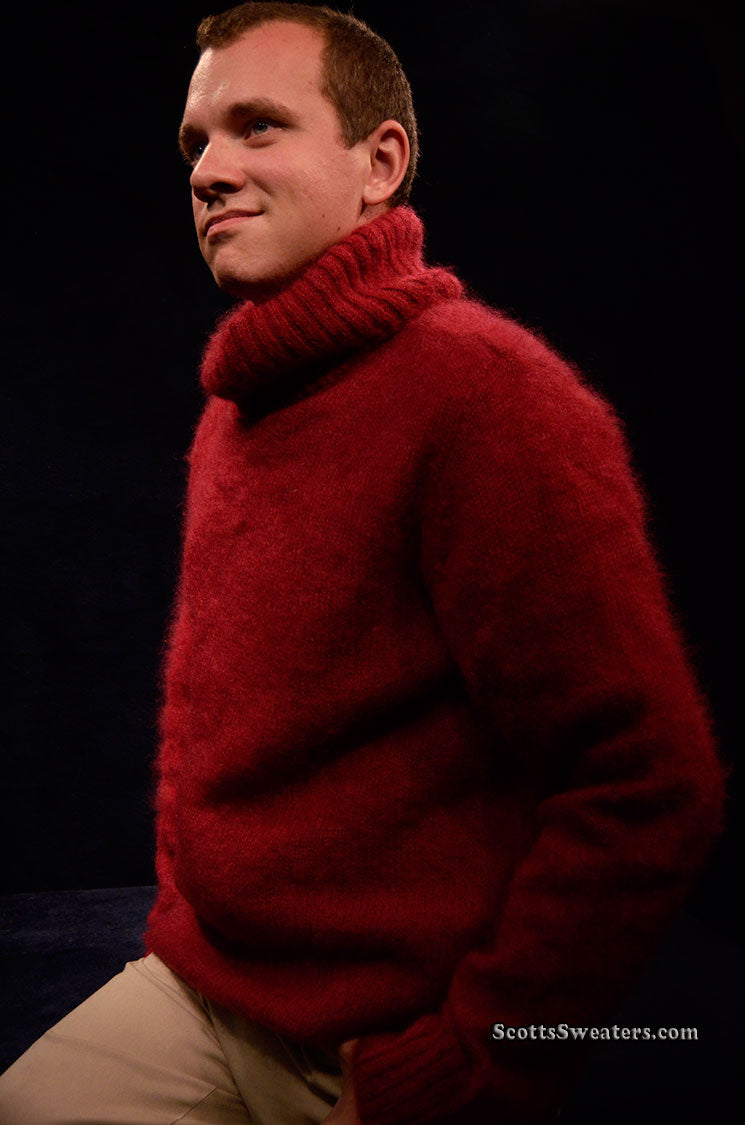 Men's Red Turtleneck Mohair Sweater by D&G [#613-021]