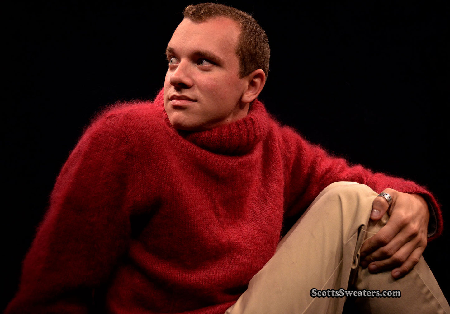 Men's Red Turtleneck Mohair Sweater by D&G [#613-021]