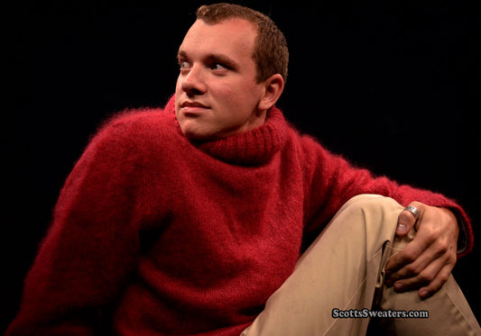 Men's Red Turtleneck Mohair Sweater by D&G [#613-021]