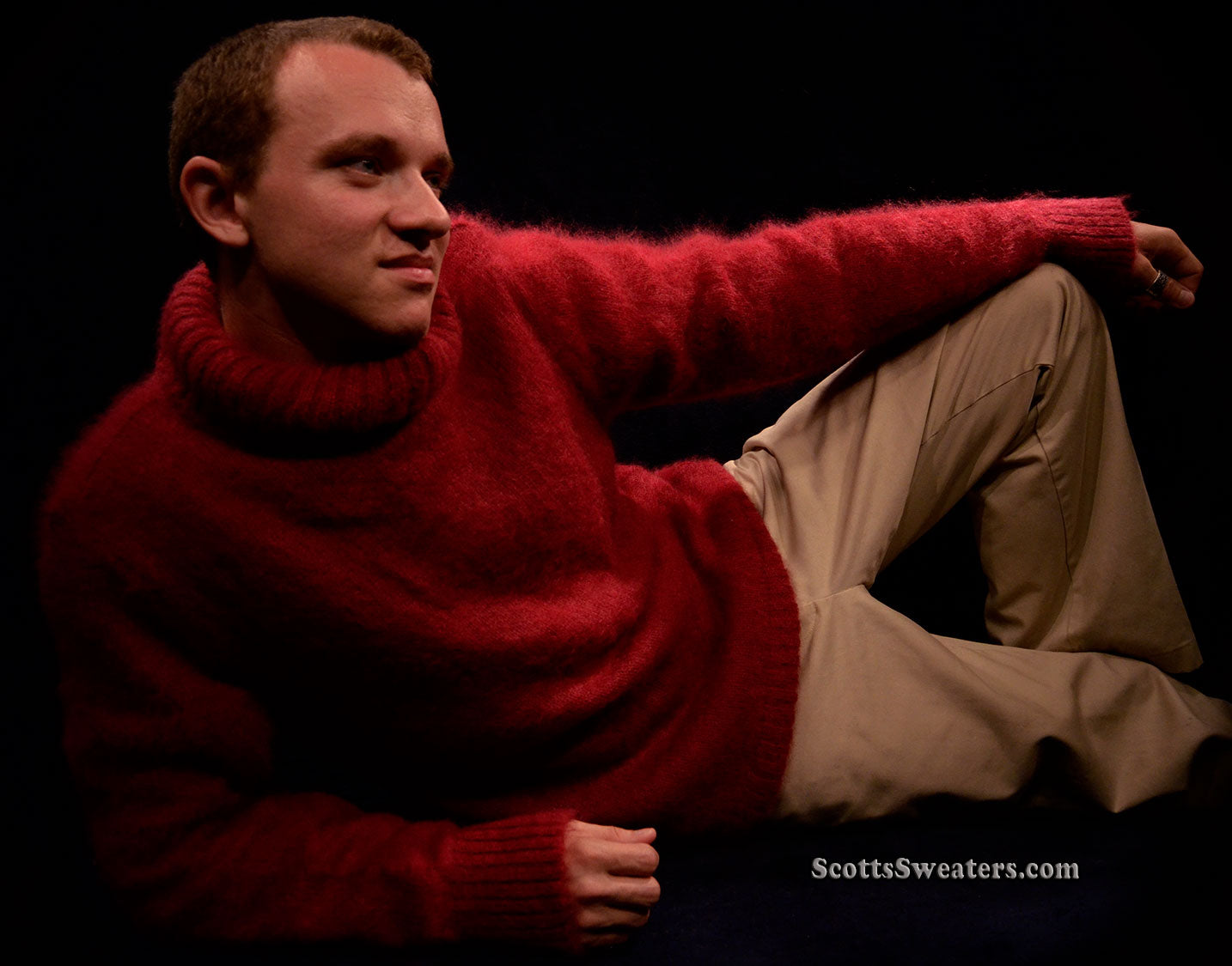 Men's Red Turtleneck Mohair Sweater by D&G [#613-021]