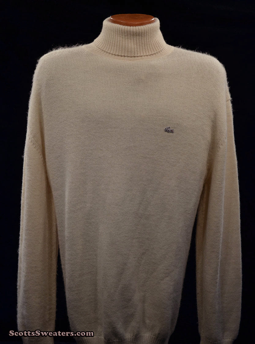 Men's Ivory-white Alpaca Turtleneck Sweater by Izod Lacoste [#613-072]