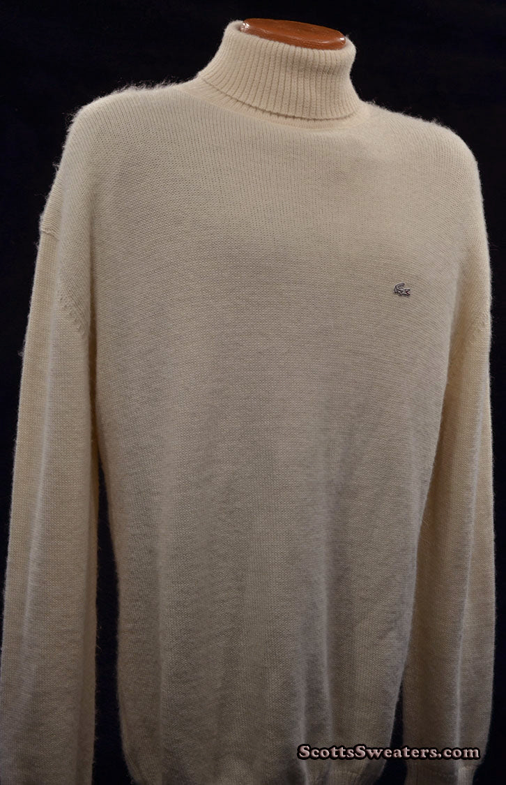 Men's Ivory-white Alpaca Turtleneck Sweater by Izod Lacoste [#613-072]