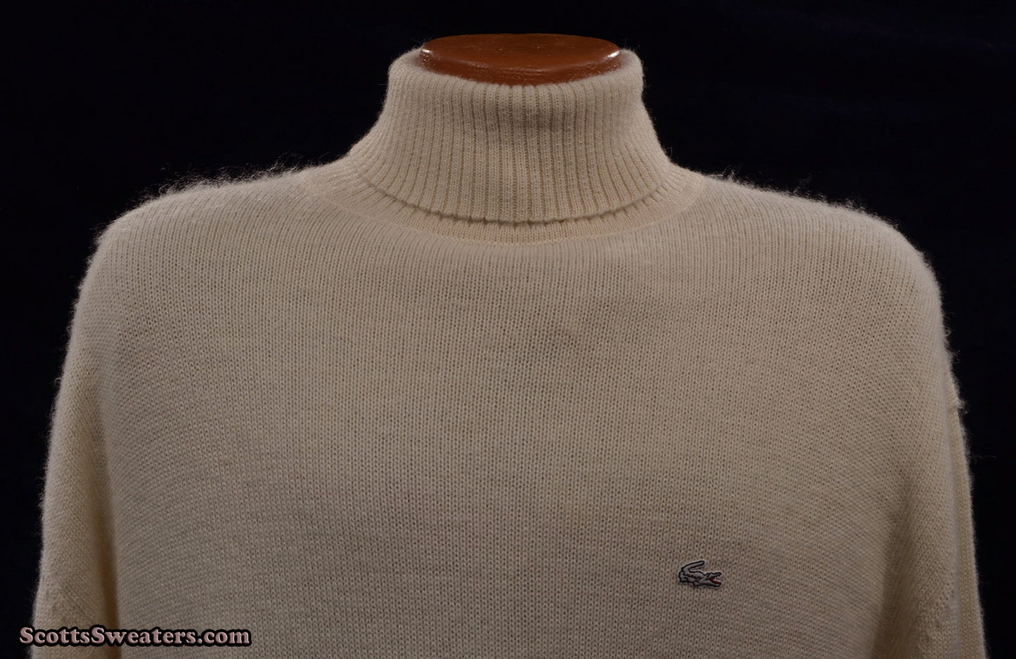 Men's Ivory-white Alpaca Turtleneck Sweater by Izod Lacoste [#613-072]