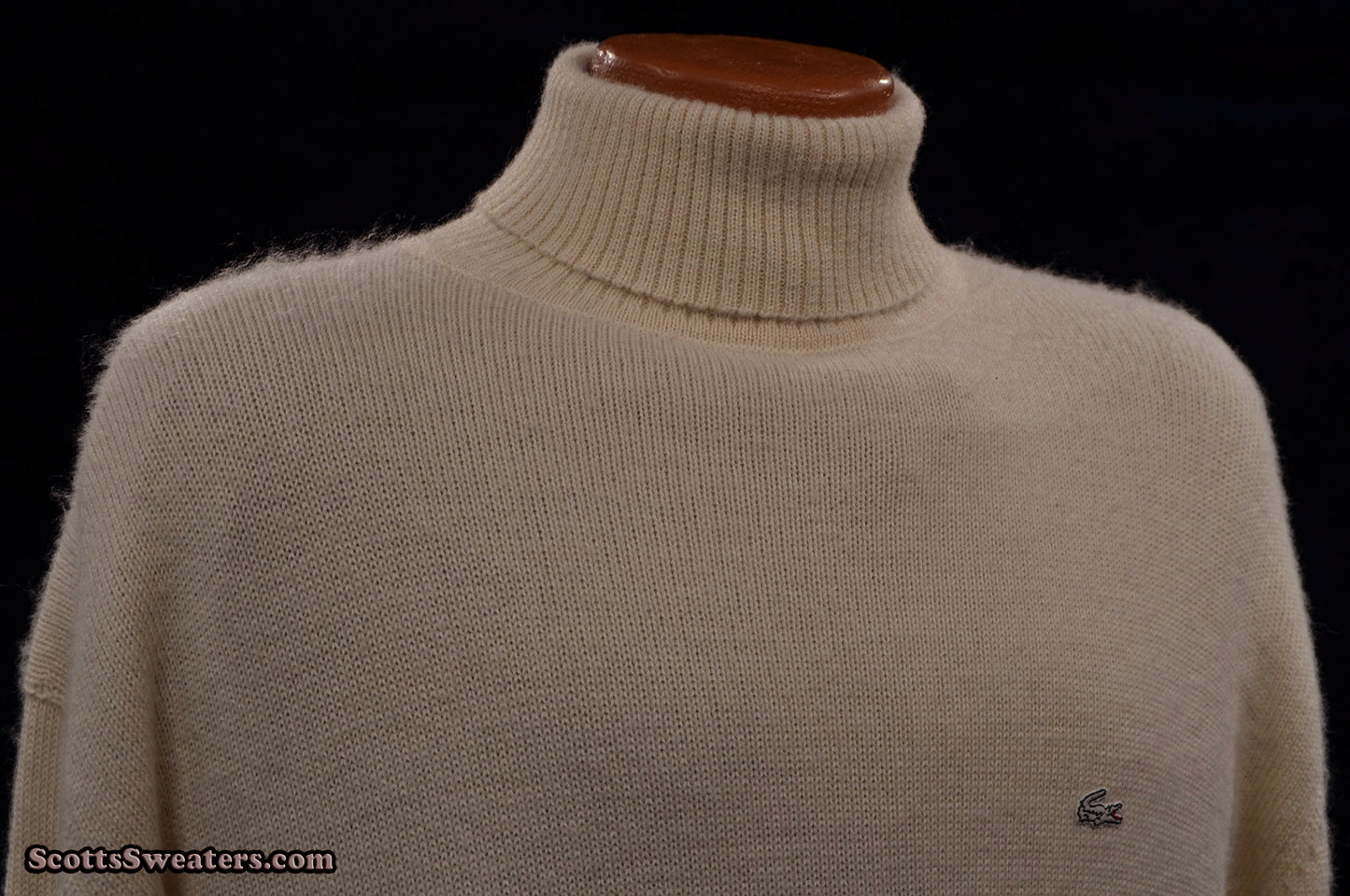 Men's Ivory-white Alpaca Turtleneck Sweater by Izod Lacoste [#613-072]