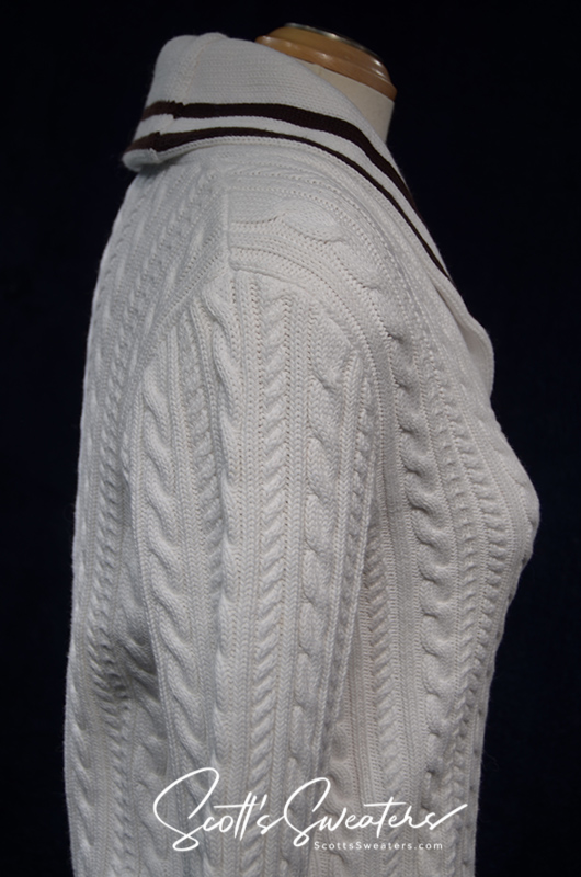 Woman's White Cable-Knit Cardigan Tennis Sweater by Ralph Lauren Active [#613-079]