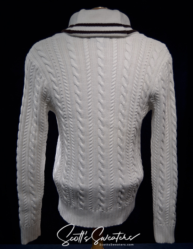 Woman's White Cable-Knit Cardigan Tennis Sweater by Ralph Lauren Active [#613-079]