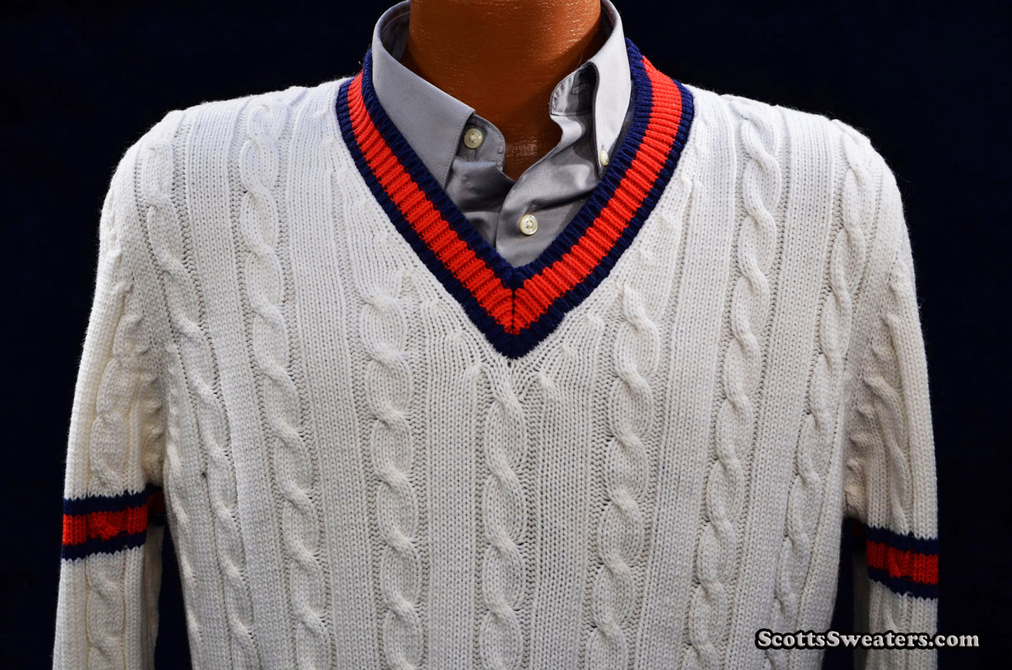 Men's Classic V-neck Pullover Tennis Sweater by Catalina, Arthur Ashe Collection [#613-080]