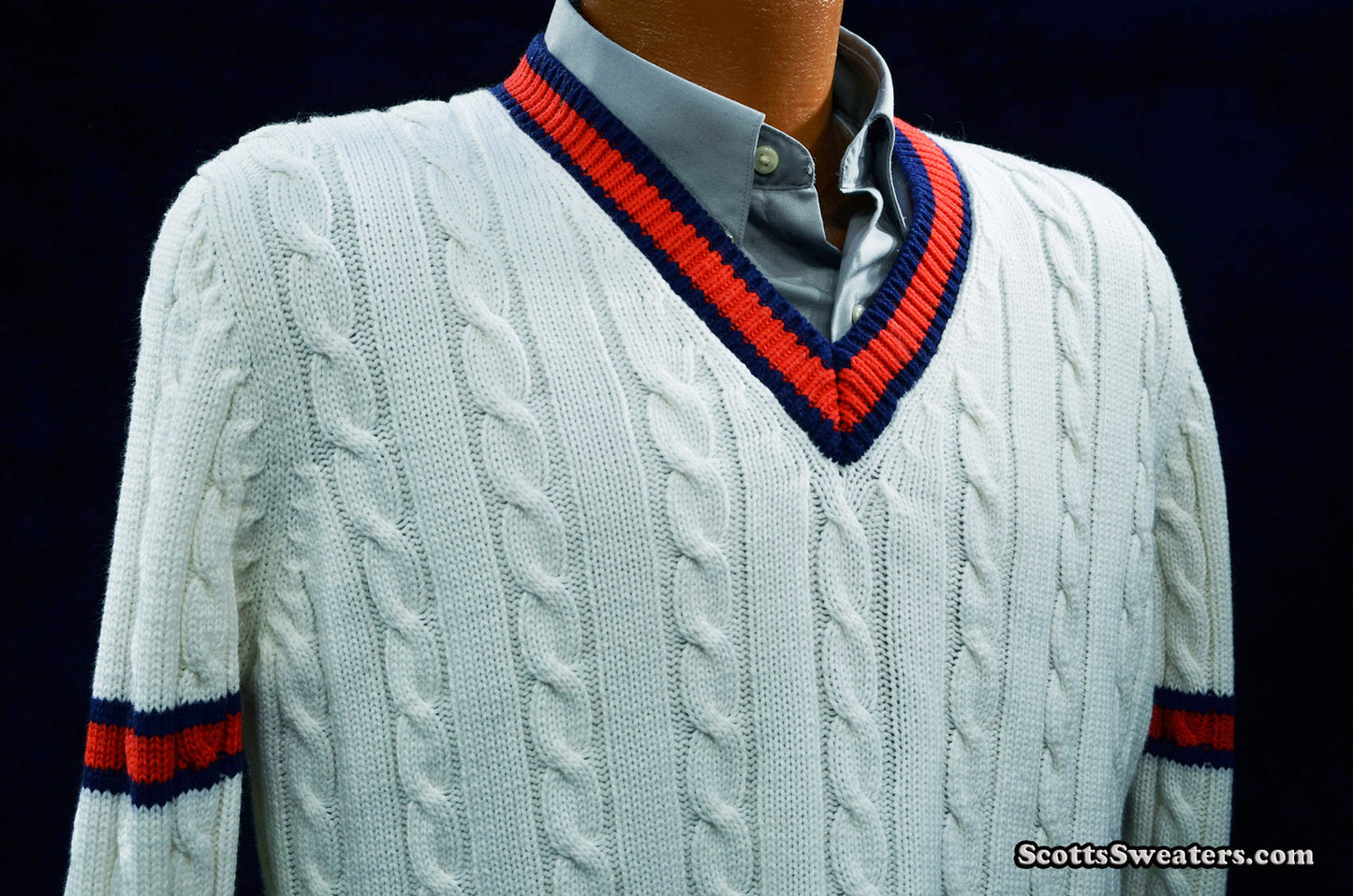 Men's Classic V-neck Pullover Tennis Sweater by Catalina, Arthur Ashe Collection [#613-080]