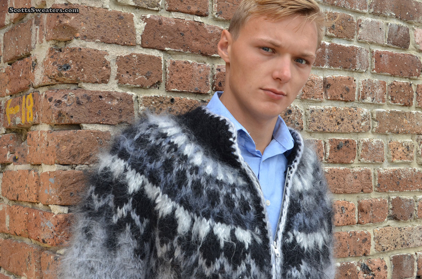 Men's Cardigan Mohair Sweater 608-091