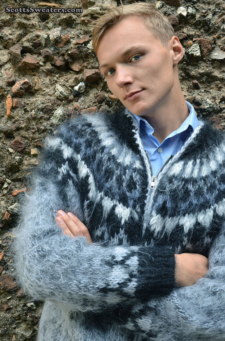 Men's Cardigan Mohair Sweater 608-091