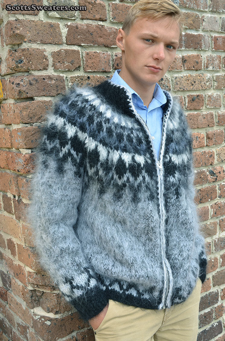 614-002 Men's Cardigan Mohair Sweater