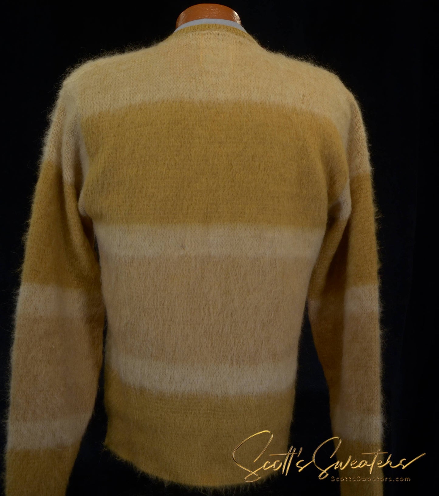 Dreifarbiger Retro-Strickpullover aus Mohair für Herren [614-026]