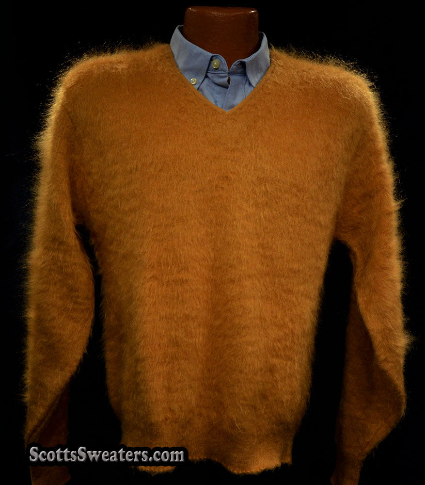 Retro Classic Original Gold Mohair V-Neck Sweater by Higbee's Store for Men 615-066