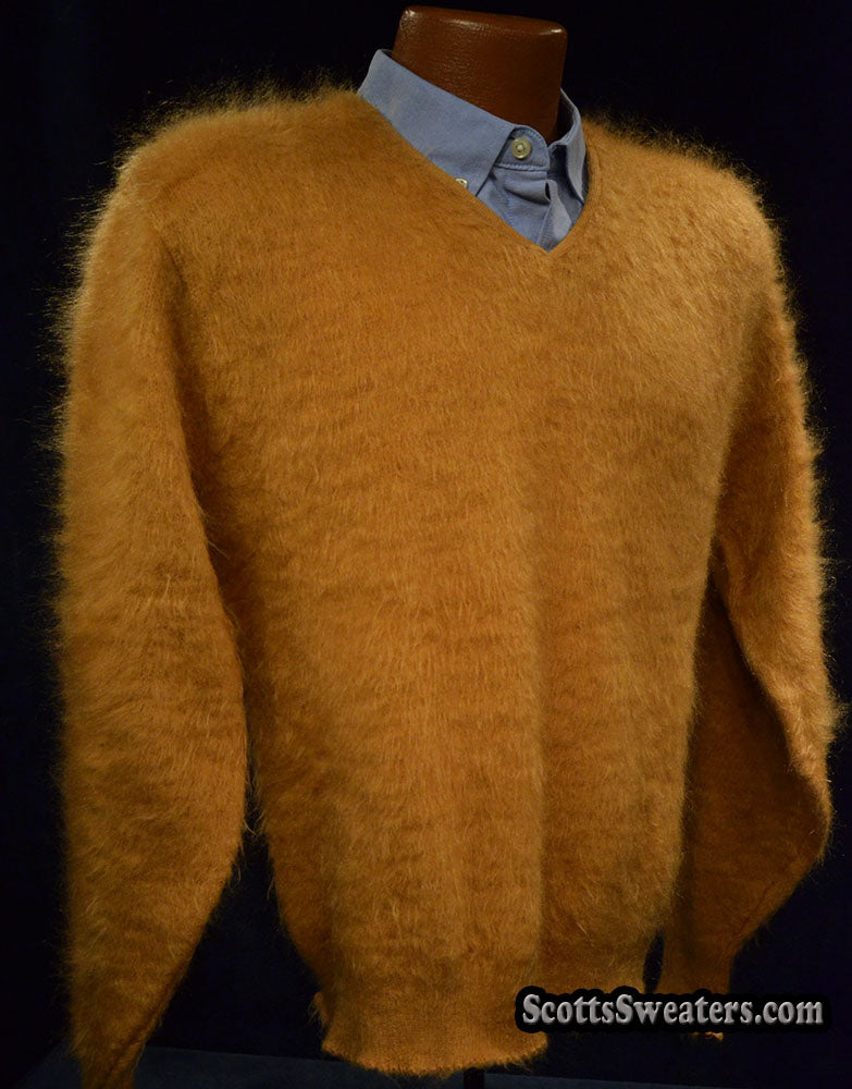 Retro Classic Original Gold Mohair V-Neck Sweater by Higbee's Store for Men 615-066