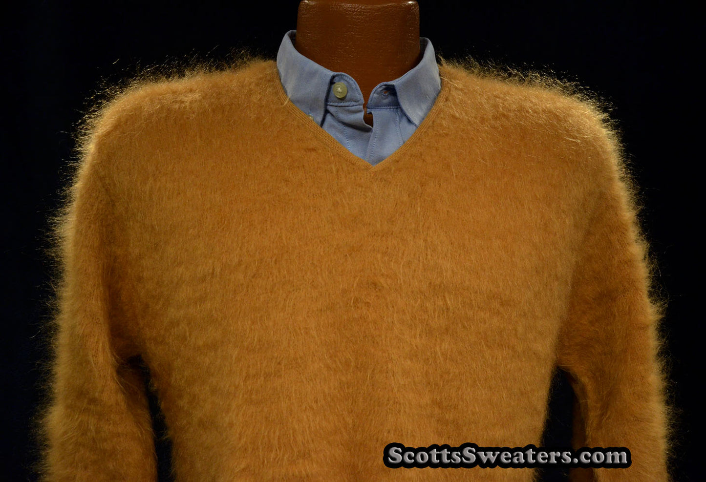 Retro Classic Original Gold Mohair V-Neck Sweater by Higbee's Store for Men 615-066