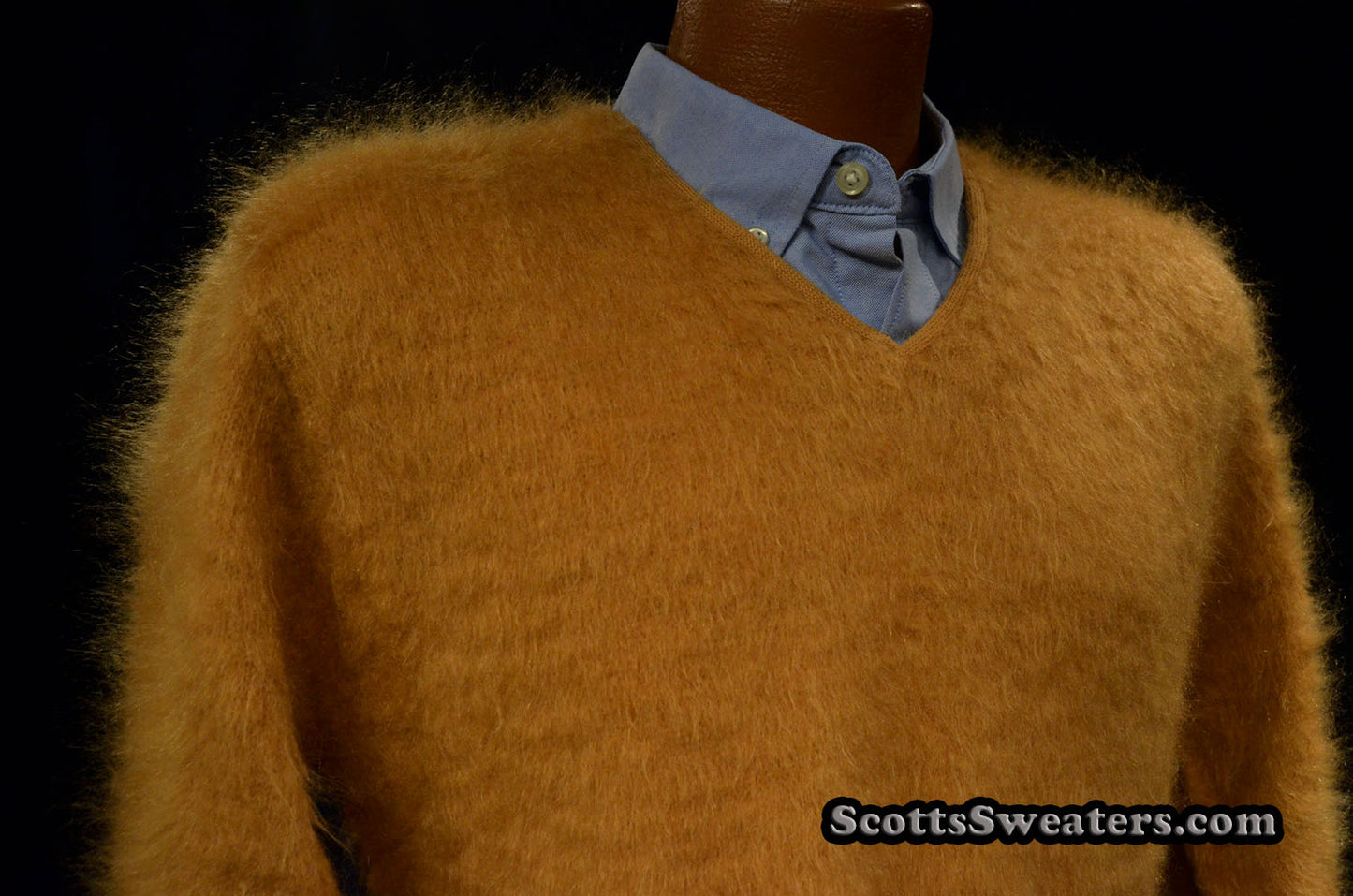 Retro Classic Original Gold Mohair V-Neck Sweater by Higbee's Store for Men 615-066