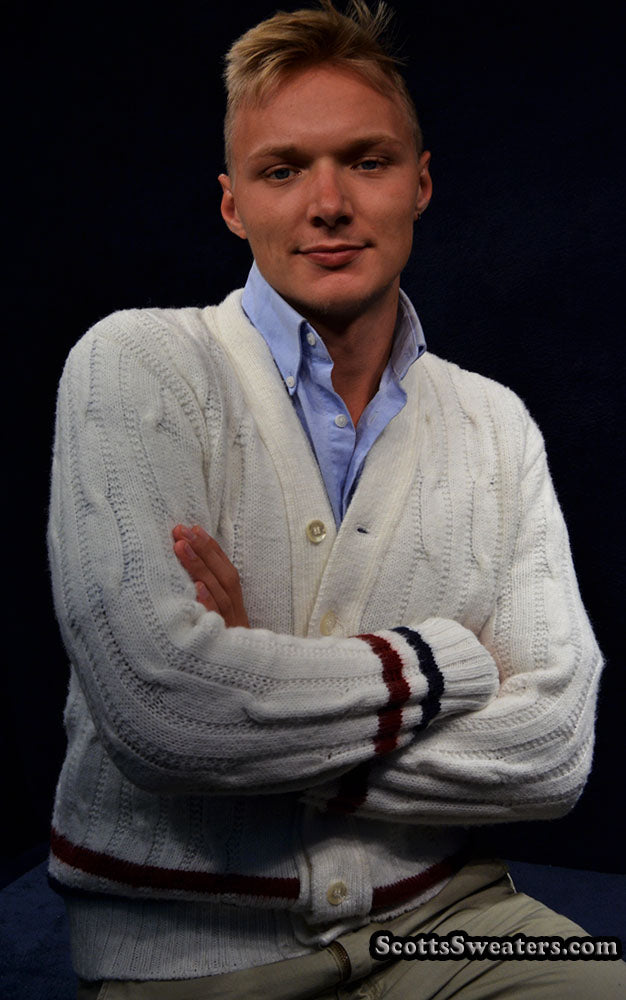 Men's Classic Cardigan Tennis Sweater by Ken Rosewall- Revere [#615-069]