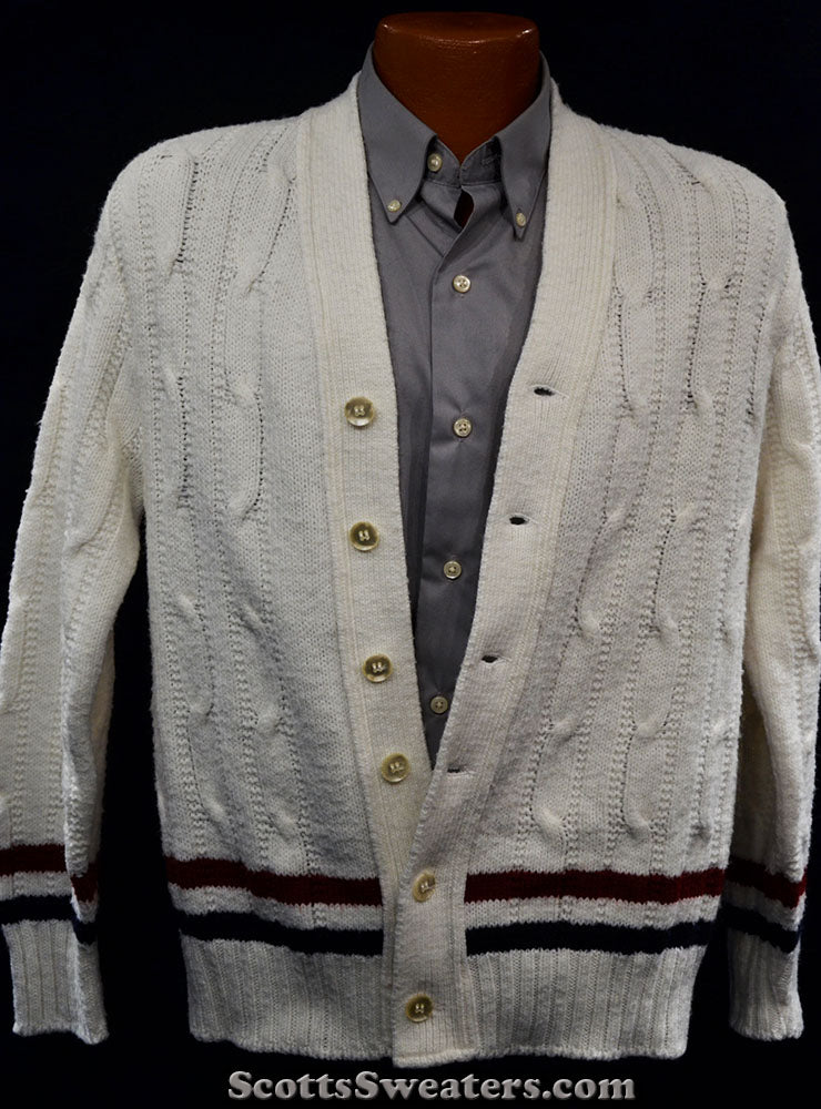 Men's Classic Cardigan Tennis Sweater by Ken Rosewall- Revere [#615-069]