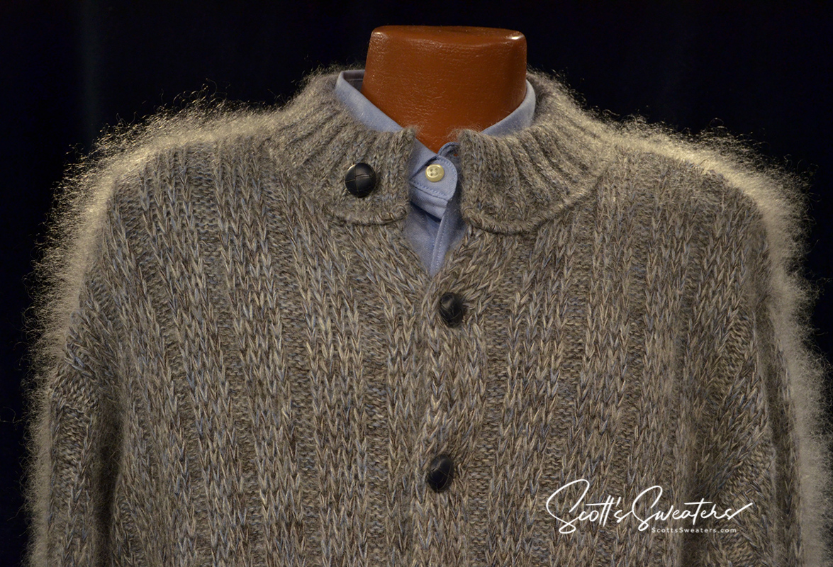 Men's Cardigan Mohair Sweater by [#615-097]