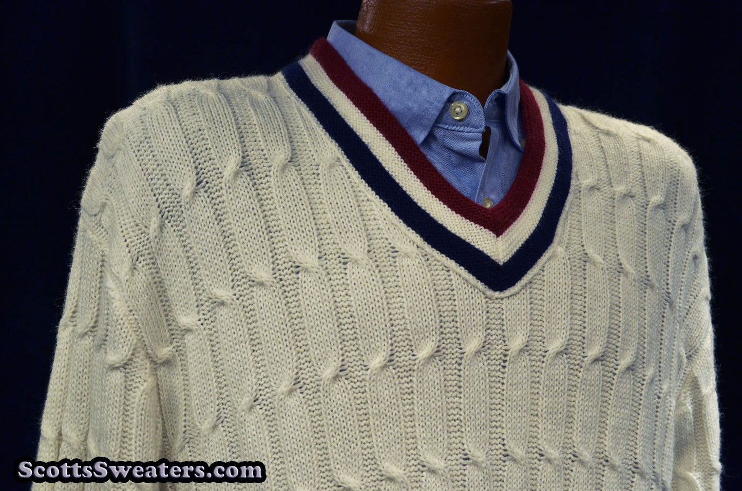 Men's Classic V-neck Pullover Tennis Sweater by Robert Bruce [#615-099]