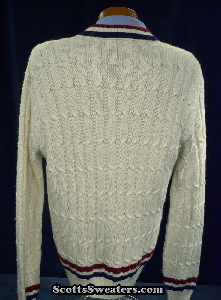 Men's Classic V-neck Pullover Tennis Sweater by Robert Bruce [#615-099]