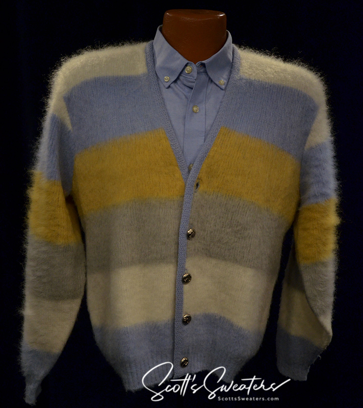 Four-Color Classic Men's Retro Cardigan Mohair Sweater by Puritan [#616-031]