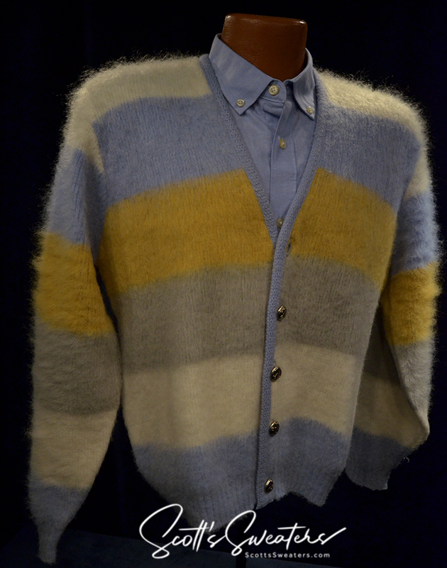 Four-Color Classic Men's Retro Cardigan Mohair Sweater by Puritan [#616-031]