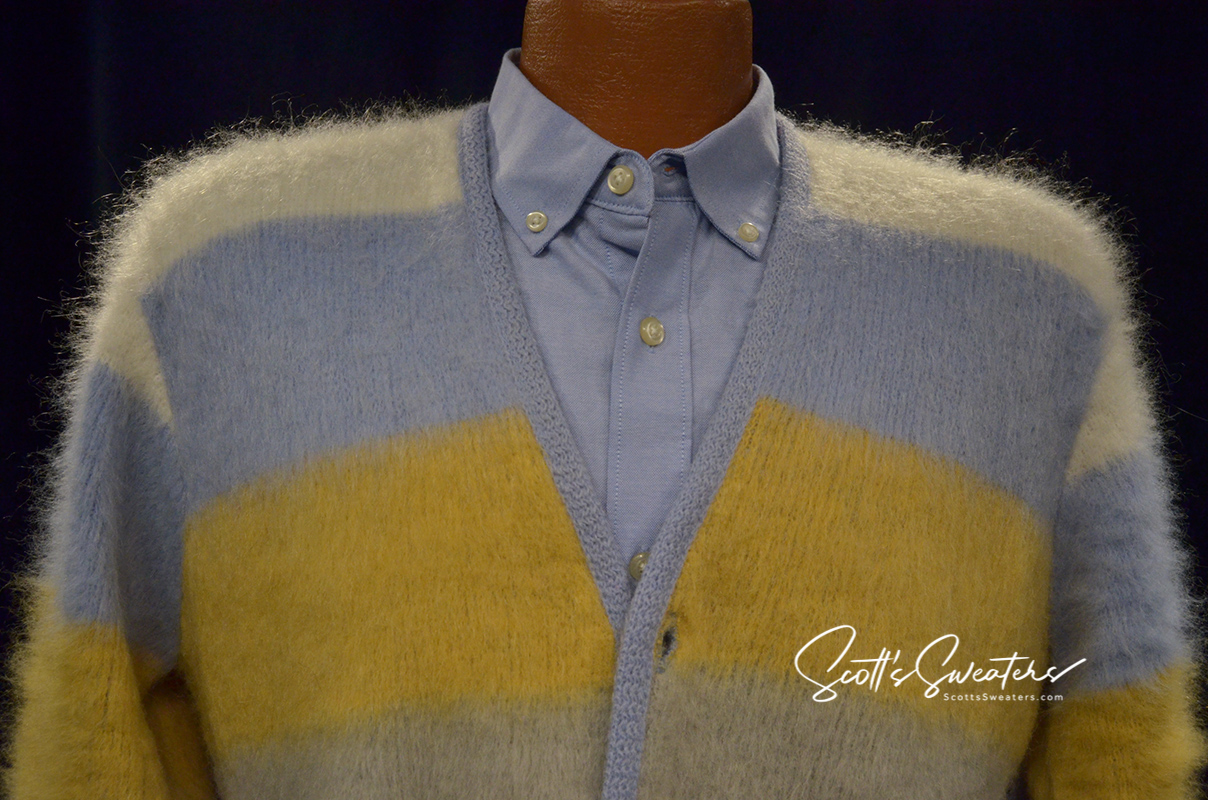 Four-Color Classic Men's Retro Cardigan Mohair Sweater by Puritan [#616-031]