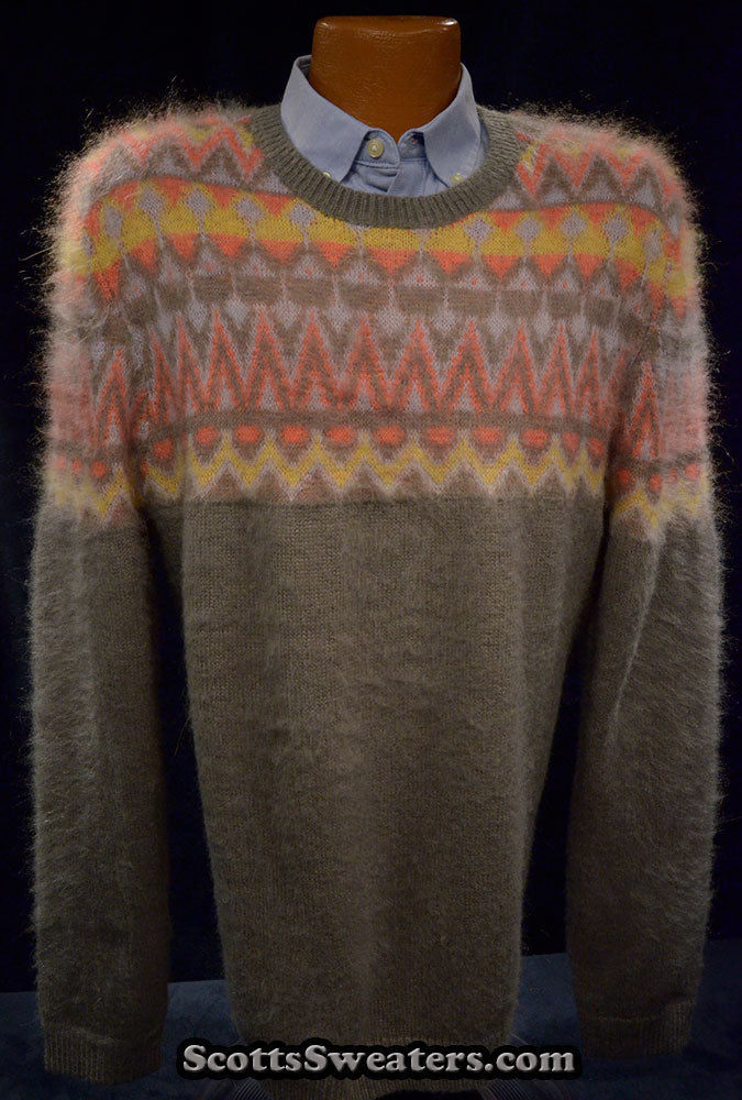 Men's Crewneck Mohair Sweater in Fair Isle Design [#616-050]