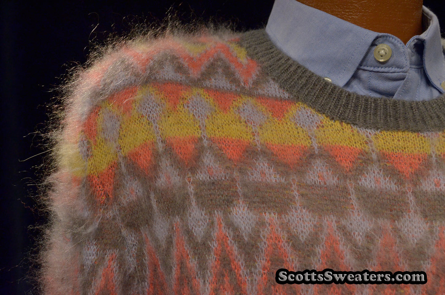 Men's Crewneck Mohair Sweater in Fair Isle Design [#616-050]