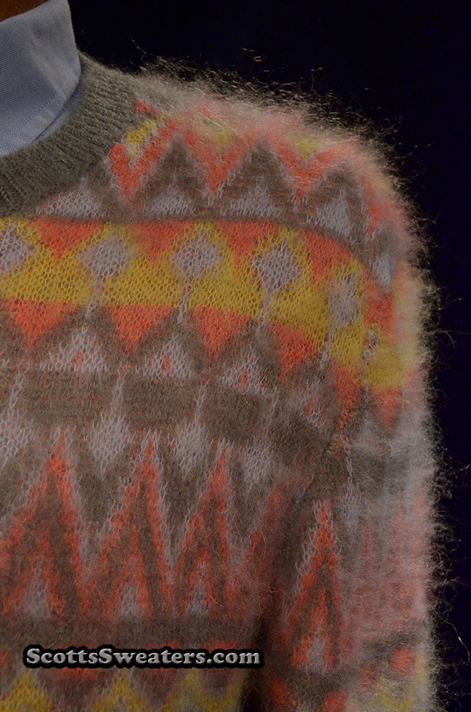 Men's Crewneck Mohair Sweater in Fair Isle Design [#616-050]