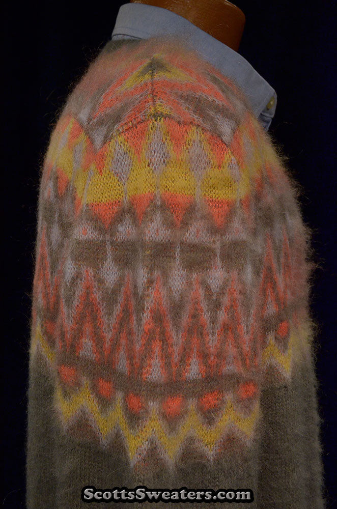 Men's Crewneck Mohair Sweater in Fair Isle Design [#616-050]