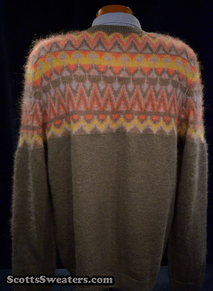 Men's Crewneck Mohair Sweater in Fair Isle Design [#616-050]