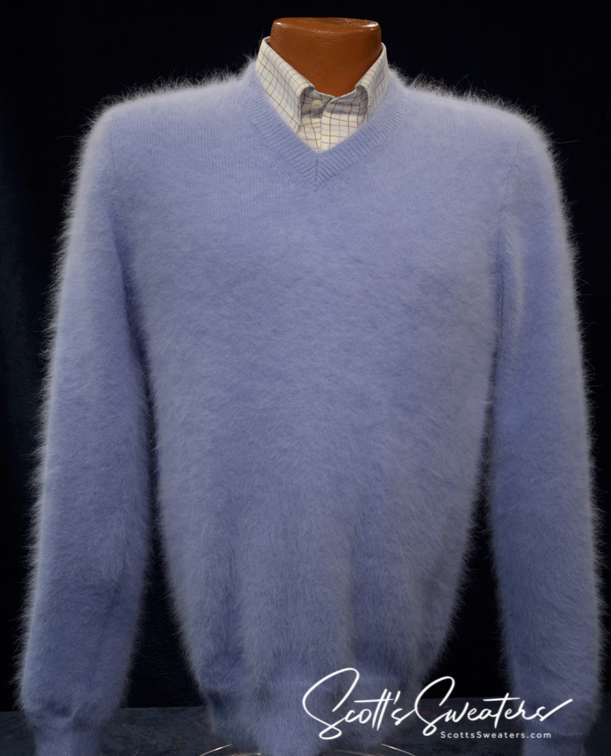 Men's Ultra-Soft Angora V-Neck Sweater 616-090v