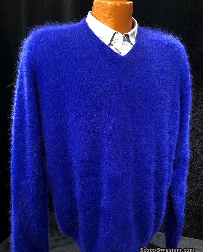 Men's Ultra-Soft Angora V-Neck Sweater 616-090v