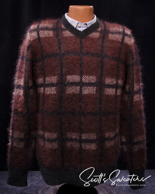 Men's Brick-red Mohair Sweater by Roberto Collina [#617-057]