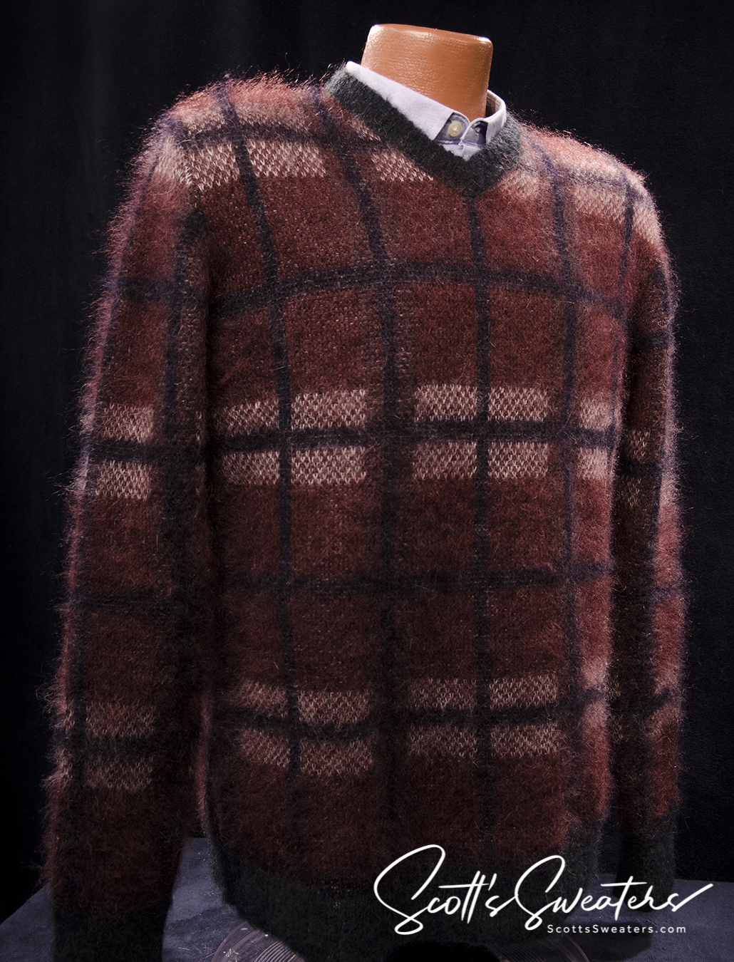 Men's Brick-red Mohair Sweater by Roberto Collina [#617-057]