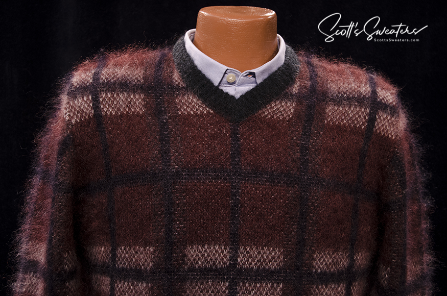 Men's Brick-red Mohair Sweater by Roberto Collina [#617-057]